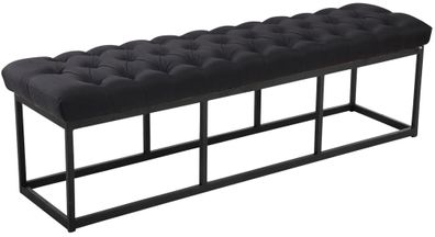 Sitzbank MEXICO Stoff Schwarz 150x38x46 cm Sitzbank Flur Sitzhocker Esszimmerbank