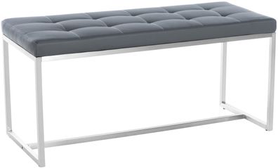 Sitzbank PUEBLA Kunstleder Grau 100x40x48 cm Sitzbank Flur Sitzhocker Esszimmerbank