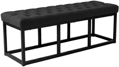 Sitzbank MERIDA Samt Schwarz 120x37x42 cm Sitzbank Flur Sitzhocker Esszimmerbank