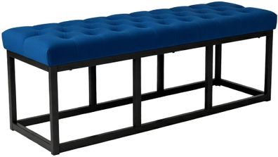 Sitzbank MERIDA Samt Blau 120x37x42 cm Sitzbank Flur Sitzhocker Esszimmerbank