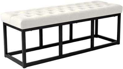 Sitzbank MERIDA Samt Creme 120x37x42 cm Sitzbank Flur Sitzhocker Esszimmerbank