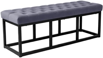 Sitzbank MERIDA Samt Grau 120x37x42 cm Sitzbank Flur Sitzhocker Esszimmerbank