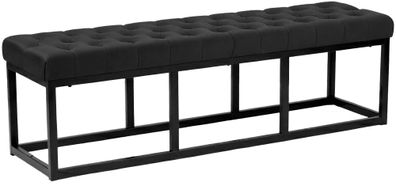 Sitzbank MERIDA Samt Schwarz 150x37x42 cm Sitzbank Flur Sitzhocker Esszimmerbank