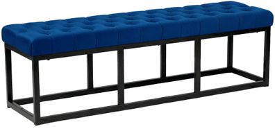 Sitzbank MERIDA Samt Blau 150x37x42 cm Sitzbank Flur Sitzhocker Esszimmerbank