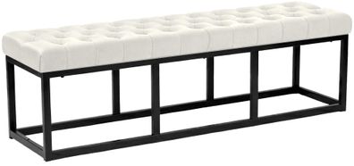Sitzbank MERIDA Samt Creme 150x37x42 cm Sitzbank Flur Sitzhocker Esszimmerbank