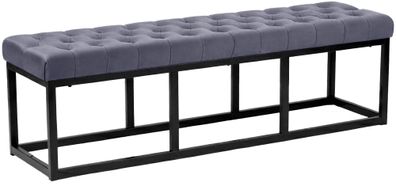 Sitzbank MERIDA Samt Grau 150x37x42 cm Sitzbank Flur Sitzhocker Esszimmerbank