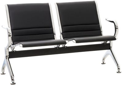 Wartebank Frankfurt 2-Sitzer NANTES Kunstleder Schwarz 125x70x78 cm Wartebank Airport
