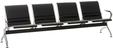 Wartebank Frankfurt 4-Sitzer NANTES Kunstleder Schwarz 238x70x78 cm Wartebank Airport