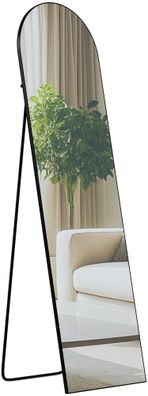 Standspiegel MALAGA Glas Schwarz-matt 40x3x140 cm Ganzk?rperspiegel Freistehender