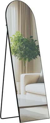 Standspiegel MALAGA Glas Schwarz-matt 50x3x150 cm Ganzk?rperspiegel Freistehender