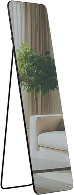Standspiegel MURCIA Glas Schwarz-matt 40x3x140 cm Ganzk?rperspiegel Freistehender