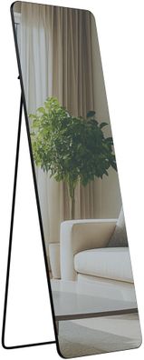 Standspiegel MURCIA Glas Schwarz-matt 50x3x150 cm Ganzk?rperspiegel Freistehender