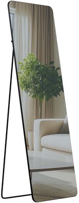 Standspiegel MURCIA Glas Schwarz-matt 50x3x160 cm Ganzk?rperspiegel Freistehender