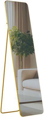Standspiegel MURCIA Glas Gold glanz 40x3x140 cm Ganzk?rperspiegel Freistehender