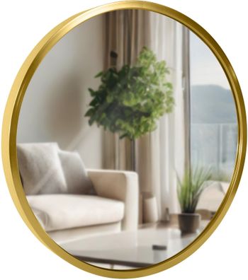 Wandspiegel GDANSK Metall Gold glanz 30x3x30 cm Runder Spiegel Wand H?ngespiegel