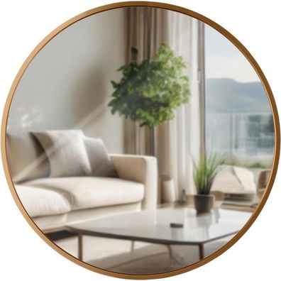 Wandspiegel GDANSK Metall Gold matt 45x3x45 cm Runder Spiegel Wand H?ngespiegel