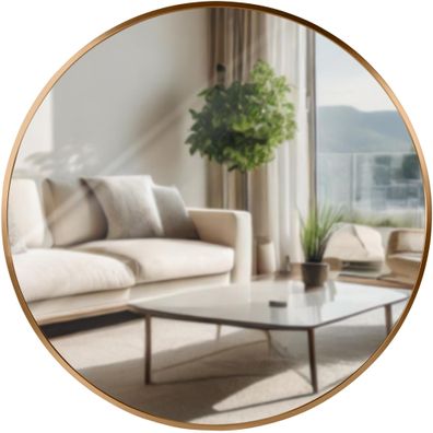Wandspiegel GDANSK Metall Gold matt 60x3x60 cm Runder Spiegel Wand H?ngespiegel