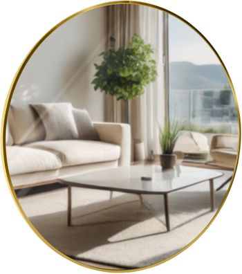 Wandspiegel GDANSK Metall Gold glanz 80x3x80 cm Runder Spiegel Wand H?ngespiegel