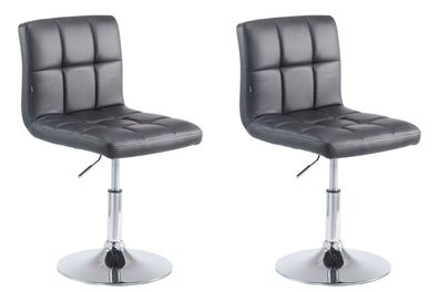 2er Set Barhocker BANGKO Kunstleder Schwarz 44x49x74 cm Barstuhl H?henverstellbar Mit
