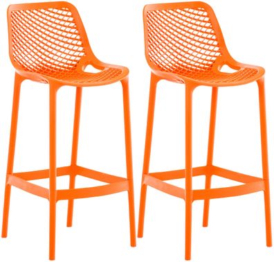 2er Set Barhocker BUNIM Kunststoff Orange 45x53x105 cm Barstuhl Mit Lehne