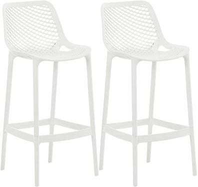 2er Set Barhocker BUNIM Kunststoff Wei? 45x53x105 cm Barstuhl Mit Lehne Tresenhocker