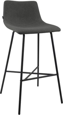 Barhocker GEKEL Stoff Dunkelgrau 44x49x98 cm Barstuhl Mit Lehne Tresenhocker