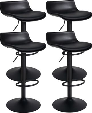 4er Set Barhocker GEDAN Kunstleder Schwarz 43x44x69 cm Barstuhl H?henverstellbar Mit