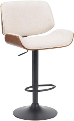 Barhocker LOTUN Stoff Walnuss/creme 55x51x93 cm Barstuhl H?henverstellbar Mit Lehne