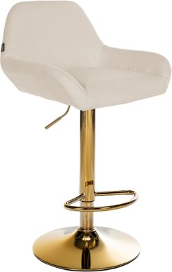 Barhocker BIKEL Stoff Creme 51x52x89 cm Gold Barstuhl H?henverstellbar Mit Lehne