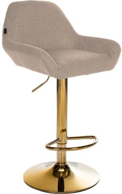 Barhocker BIKEL Stoff Taupe 51x52x89 cm Gold Barstuhl H?henverstellbar Mit Lehne