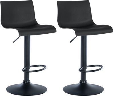 2er Set Barhocker GEBEL Kunststoff Schwarz 39x36x84 cm Barstuhl H?henverstellbar Mit