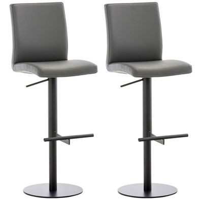 2er Set Barhocker DIVER Kunstleder Grau 40x49x93 cm Schwarz Barstuhl H?henverstellbar