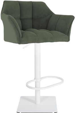 Barhocker SIHAR Cord Gr?n 64x45x88 cm Wei? Barstuhl Mit Lehne Tresenhocker