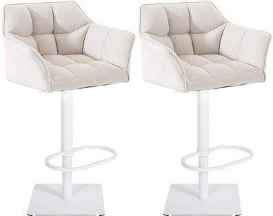 2er Set Barhocker SIHAR Stoff Wei? 64x45x88 cm Wei? Barstuhl H?henverstellbar Mit