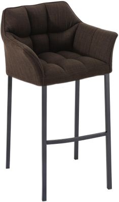 Barhocker GIBEL Stoff Braun 64x48x110 cm Schwarz Barstuhl Mit Lehne Tresenhocker