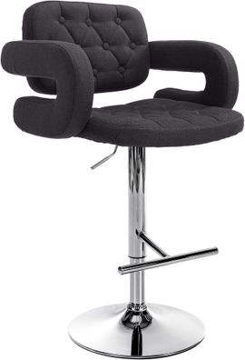 Barhocker BURID Stoff Schwarz 62x55x103 cm Silber Barstuhl H?henverstellbar Mit Lehne