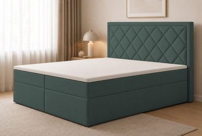 Bett Doppelbett Boxspringbett DORI mit Bonell-Matratze + 2 Bettkästen , H3