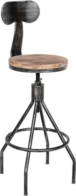 Barhocker SALIS Holz Antik silber 41x41x96 cm Barstuhl Mit Lehne Tresenhocker