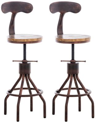 2er Set Barhocker SALIS Holz Bronze 41x41x96 cm Barstuhl Mit Lehne Tresenhocker