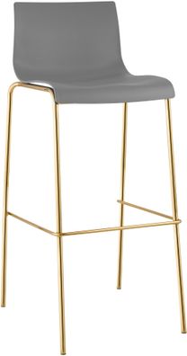 Barhocker TENAR Kunststoff Grau 43x48x100 cm Gold Barstuhl Mit Lehne Tresenhocker