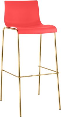 Barhocker TENAR Kunststoff Rot 43x48x100 cm Gold Barstuhl Mit Lehne Tresenhocker