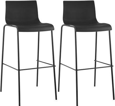 2er Set Barhocker TENAR Kunststoff Schwarz 43x48x100 cm Schwarz Barstuhl Mit Lehne