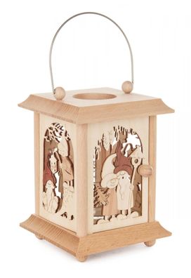 Tischlaterne Wichtel für Teelicht oder Votivkerze 12x17x12cm Hauszwerg Waldelf