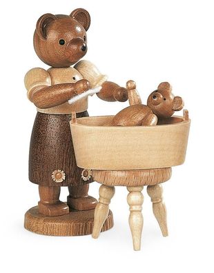 Bärensammelfigur Bärenmutter mit badendem Kind natur klein Höhe 10 cm NEU Bär