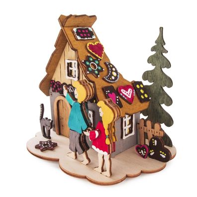 Bastelsatz Teelichthalter Hänsel und Gretel 16x12x13cm Märchenpaar Waldkind Spur