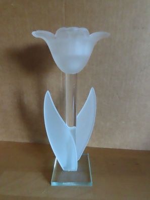 Teelichthalter Säule mit Blume als Halter Glas ca. 20,5 cm H