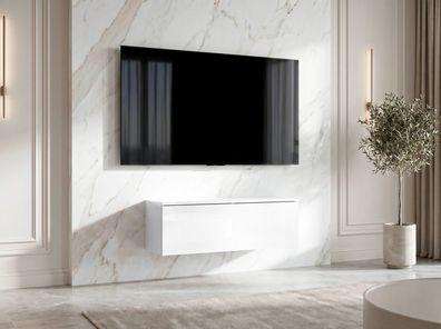AX LIVING Lowboard TV Kommode 100 cm Barvo Weiß Matt/Hochglanz Hängend