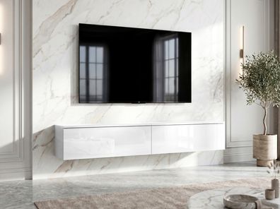 AX LIVING Lowboard TV Kommode 2x100 Barvo Weiß matt/Hochglanz Hängend