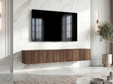 AX LIVING Barvo 2x100 TV Kommode Lowboard Dunkelbraun Nussbaum Warmia H