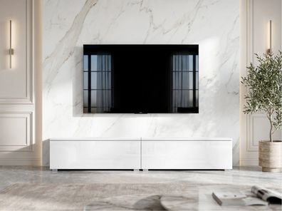 AX LIVING Lowboard TV Kommode 2x100 Barvo Weiß Matt/Hochglanz Stehend